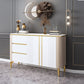 Glam Style Stone Buffet Stand Engineered Wood Buffet Sideboard with 3-Drawer Clearhalo 'buffet_sideboard' 'Buffets & Sideboards' 'furn' 'furn_buffet_sideboard' 'Furniture' 'Kitchen & Dining Furniture' 7839018
