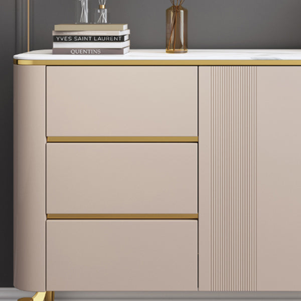 Glam Style Stone Buffet Stand Engineered Wood Buffet Sideboard with 3-Drawer Clearhalo 'buffet_sideboard' 'Buffets & Sideboards' 'furn' 'furn_buffet_sideboard' 'Furniture' 'Kitchen & Dining Furniture' 7839020