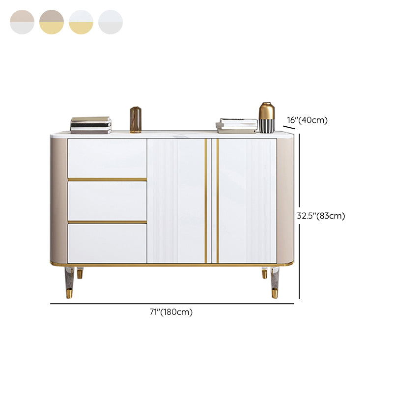 Glam Style Stone Buffet Stand Engineered Wood Buffet Sideboard with 3-Drawer Clearhalo 'buffet_sideboard' 'Buffets & Sideboards' 'furn' 'furn_buffet_sideboard' 'Furniture' 'Kitchen & Dining Furniture' 7839027