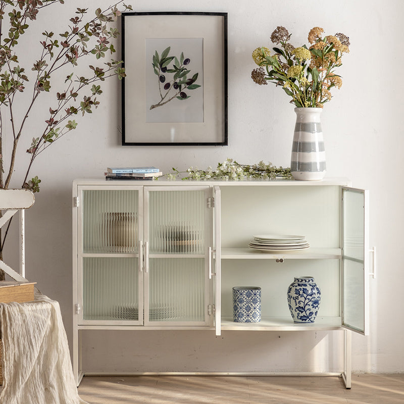Porte di vetro tavolo da buffet metallico contemporaneo per soggiorno