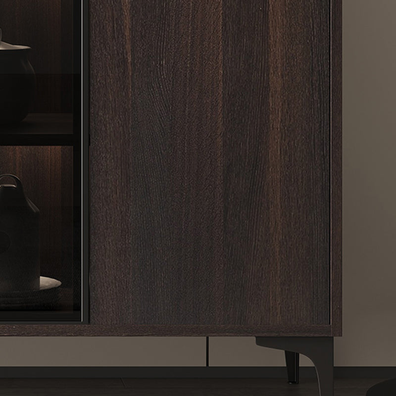 Credenza de comedor de parador de buffet de madera sólida contemporánea con luces LED