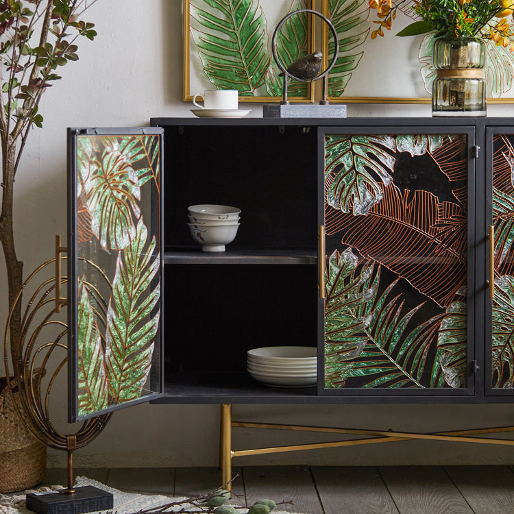 Tradizionale mobile in legno in porcellana in vetro con porte con porte