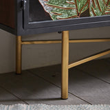 Tradizionale mobile in legno in porcellana in vetro con porte con porte