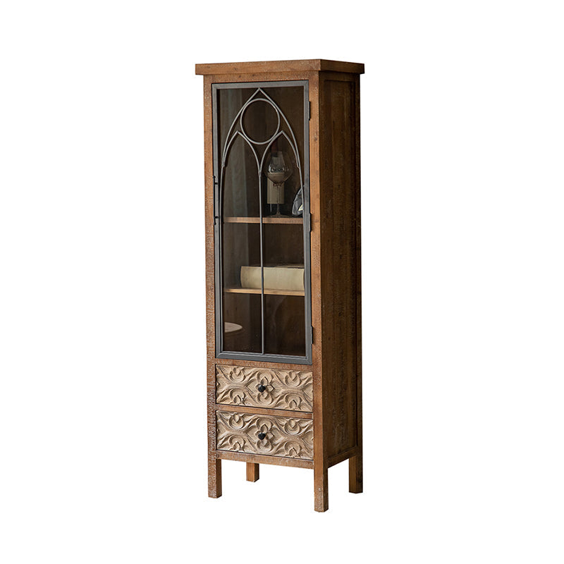 Solid Wood Curio Cabinet Traditional Glass Doors Display Stand 20"L x 14"W x 63"H Clearhalo 'Display & China Cabinets' 'display_china_cabinets' 'furn' 'furn_display_china_cabinets' 'Furniture' 'Kitchen & Dining Furniture' 7839140