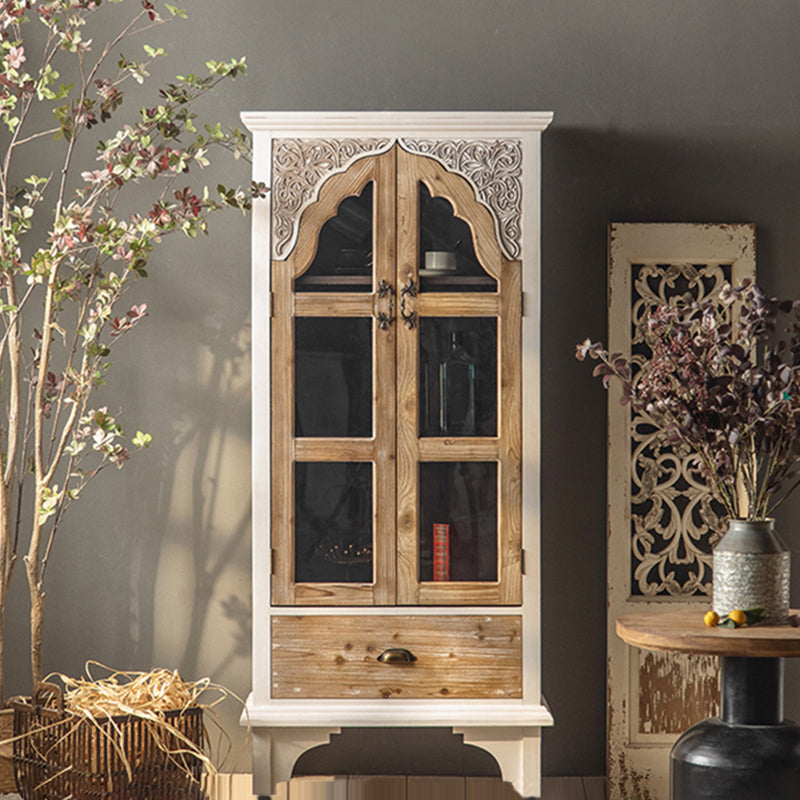 Solid Wood Curio Cabinet Traditional Glass Doors Display Stand 30"L x 16"W x 66"H Clearhalo 'Display & China Cabinets' 'display_china_cabinets' 'furn' 'furn_display_china_cabinets' 'Furniture' 'Kitchen & Dining Furniture' 7839141