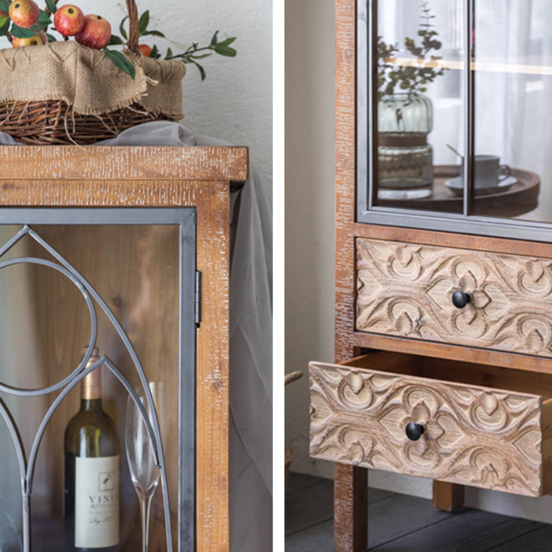 Solid Wood Curio Cabinet Traditional Glass Doors Display Stand Clearhalo 'Display & China Cabinets' 'display_china_cabinets' 'furn' 'furn_display_china_cabinets' 'Furniture' 'Kitchen & Dining Furniture' 7839150