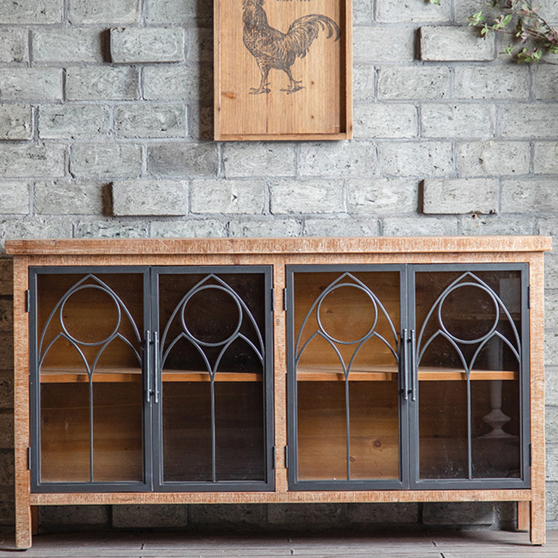 Solid Wood Curio Cabinet Traditional Glass Doors Display Stand 59"L x 14"W x 33"H Clearhalo 'Display & China Cabinets' 'display_china_cabinets' 'furn' 'furn_display_china_cabinets' 'Furniture' 'Kitchen & Dining Furniture' 7839153