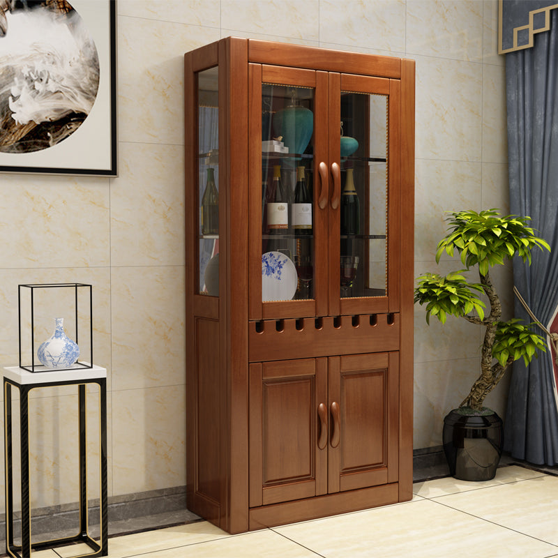 Mid-Century Modern Floor Solid Wood Wine Bottle & Glass Rack Brown Clearhalo 'furn' 'furn_wine_racks' 'Furniture' 'Kitchen & Dining Furniture' 'Wine Racks' 'wine_racks' 7839203