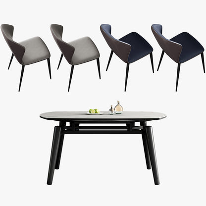 5/7 PCs set da pranzo con tavolo da pranzo pieghevole e sedie in finta pelle