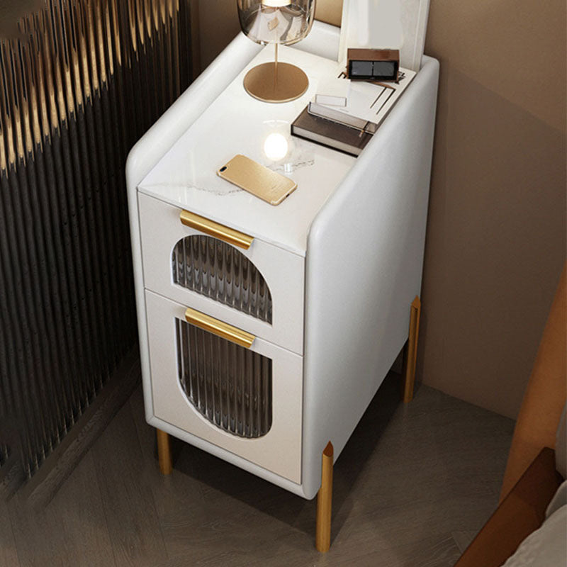 Armoire de chevet en pierre moderne du milieu du siècle avec 2 tiroirs pour chambre à coucher