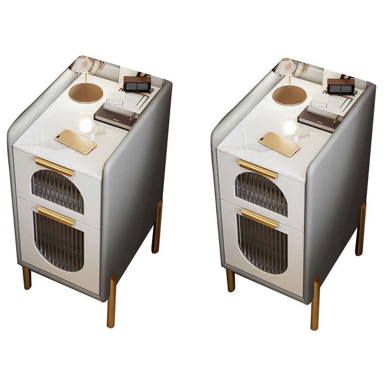 Mitte des Jahrhunderts moderner Stein am Nachtteil und 2 Schubladen für Schlafzimmer