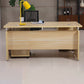Modern Rectangular Shaped Natural Office Desk Wooden without Drawers