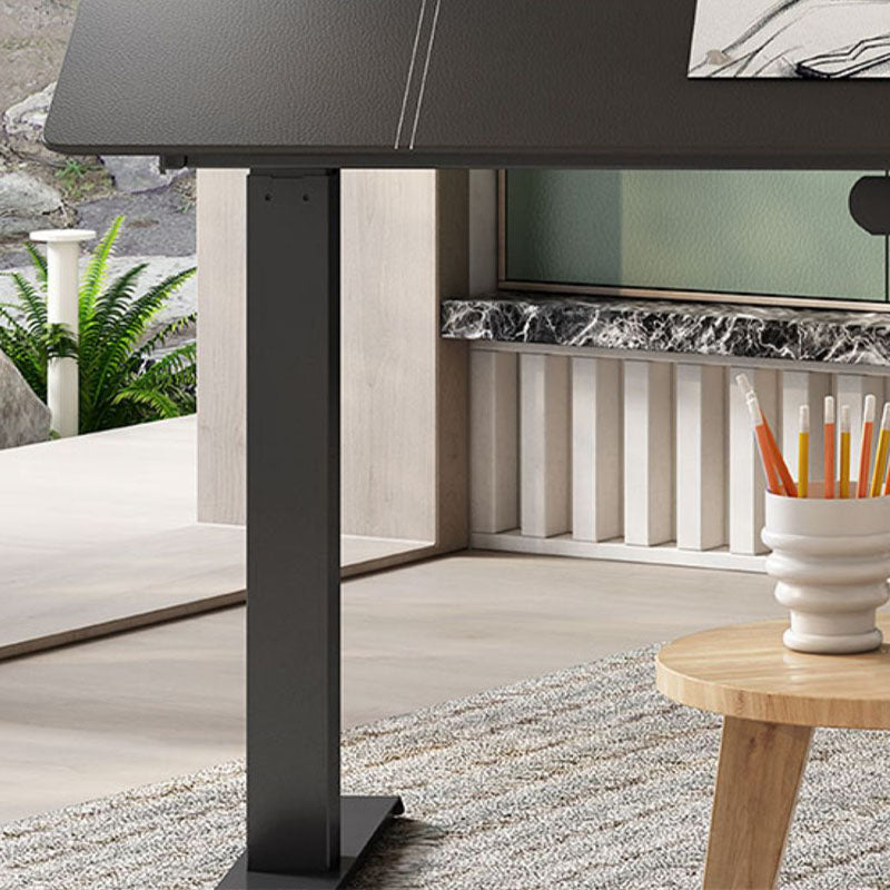 Escritorio de escritura plegable de forma rectangular con patas de metal en blanco/negro