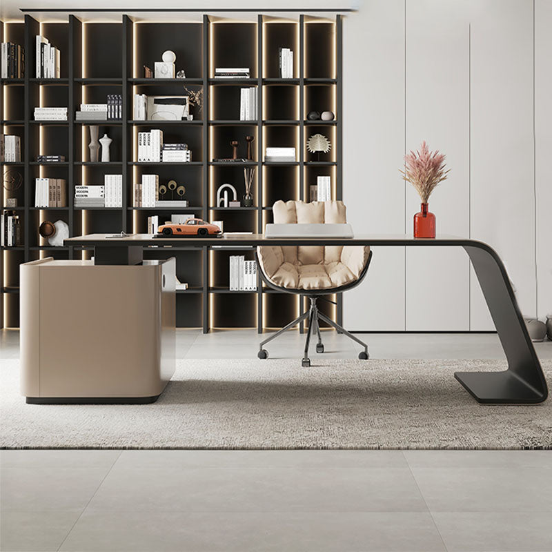 Rectangular Shaped Office Desk Wood with 3 Drawers for Office Clearhalo 'furn' 'furn_office_desk' 'Furniture' 'Office Desks' 'Office Furniture' 'office_desk' 7845196