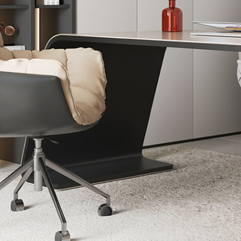 Rectangular Shaped Office Desk Wood with 3 Drawers for Office Clearhalo 'furn' 'furn_office_desk' 'Furniture' 'Office Desks' 'Office Furniture' 'office_desk' 7845201