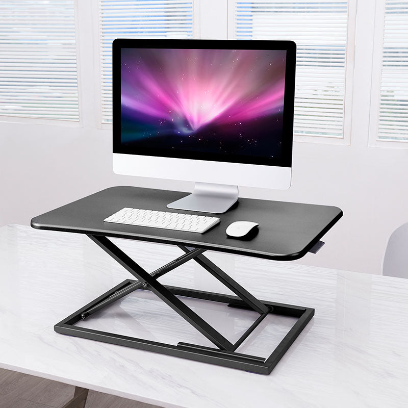 Wooden Folding Standing Office Desk Converter Rectangular Shaped in Black/White/Silver 28.7"L x 18.5"W x 15.7"H Black Clearhalo 'furn' 'furn_office_desk' 'Furniture' 'Office Desks' 'Office Furniture' 'office_desk' 7845238