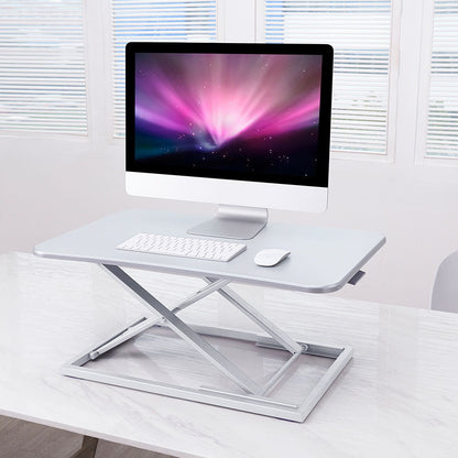 Wooden Folding Standing Office Desk Converter Rectangular Shaped in Black/White/Silver 28.7"L x 18.5"W x 15.7"H Silver Clearhalo 'furn' 'furn_office_desk' 'Furniture' 'Office Desks' 'Office Furniture' 'office_desk' 7845240