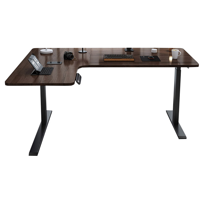 Adjustable Height Brown Computer Desk L-Shape Writing Desk for Home 55"L x 43"W x 46"H Left Hand Return Clearhalo 'furn' 'furn_office_desk' 'Furniture' 'Office Desks' 'Office Furniture' 'office_desk' 7845252