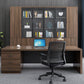 Rectangular Shaped Executive Desk Wood with 3 Drawers in Brown