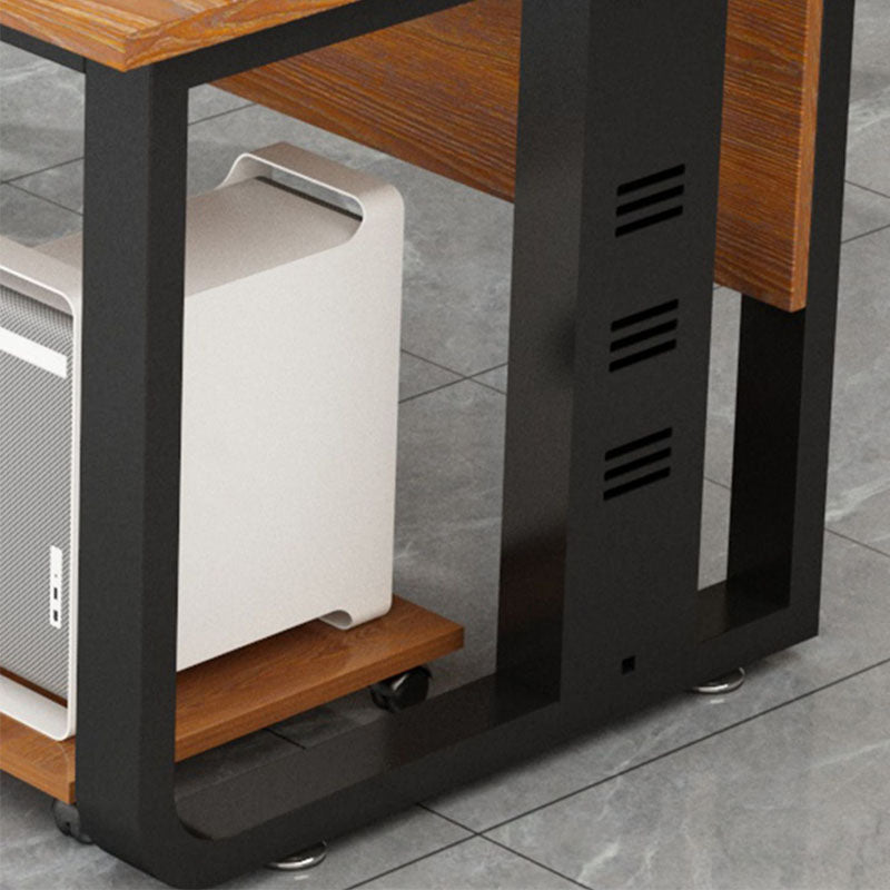 Escritorio de forma rectangular Madera contemporánea con 2 patas en marrón