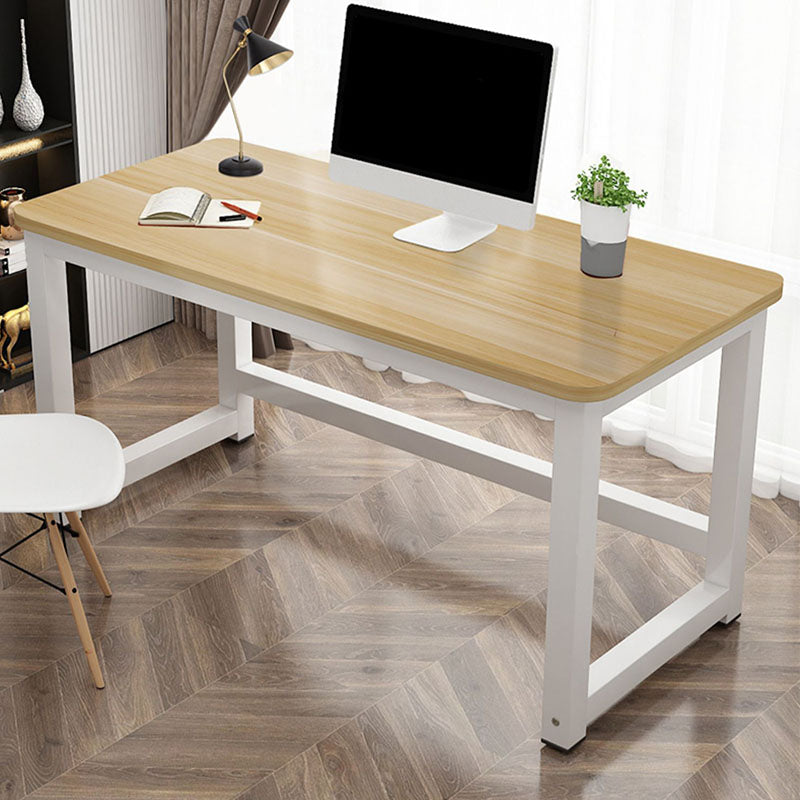 Rectangular Shaped Office Writing Table Wood in Natural with Metal Legs 71"L x 31"W x 29"H Clearhalo 'furn' 'furn_office_desk' 'Furniture' 'Office Desks' 'Office Furniture' 'office_desk' 7845368