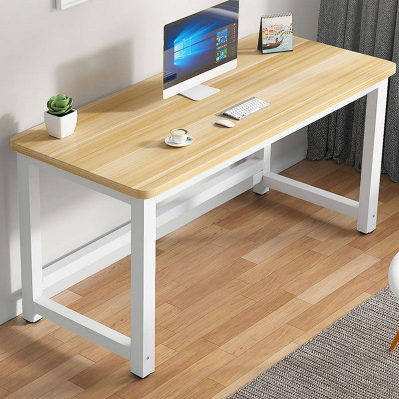 Rectangular Shaped Office Writing Table Wood in Natural with Metal Legs 71"L x 24"W x 29"H Clearhalo 'furn' 'furn_office_desk' 'Furniture' 'Office Desks' 'Office Furniture' 'office_desk' 7845369