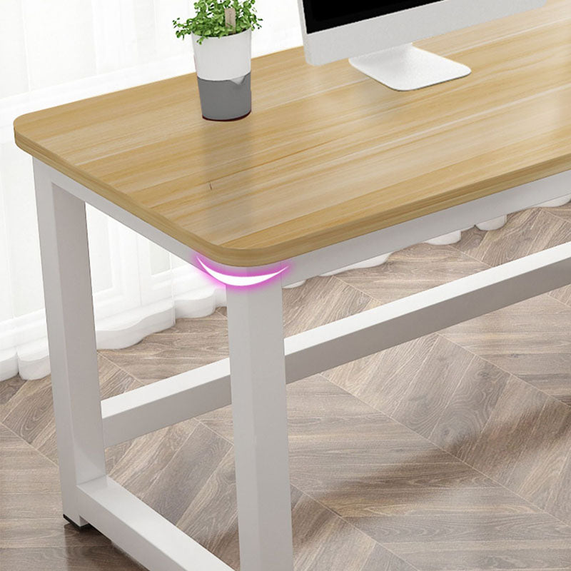 Rectangular Shaped Office Writing Table Wood in Natural with Metal Legs Clearhalo 'furn' 'furn_office_desk' 'Furniture' 'Office Desks' 'Office Furniture' 'office_desk' 7845373