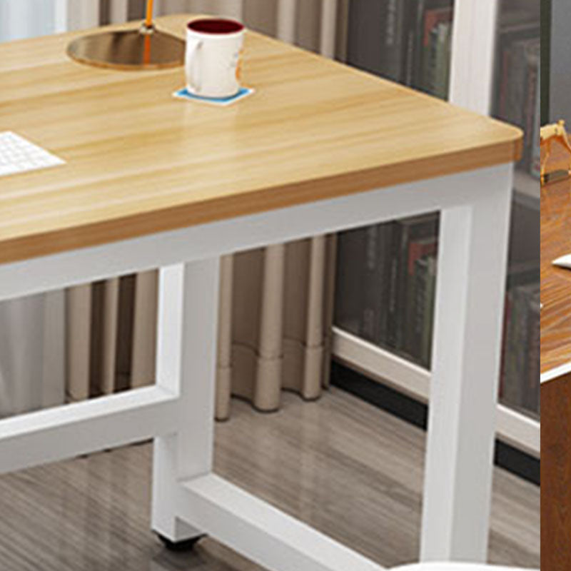 Rectangular Shaped Office Writing Table Wood in Natural with Metal Legs Clearhalo 'furn' 'furn_office_desk' 'Furniture' 'Office Desks' 'Office Furniture' 'office_desk' 7845376