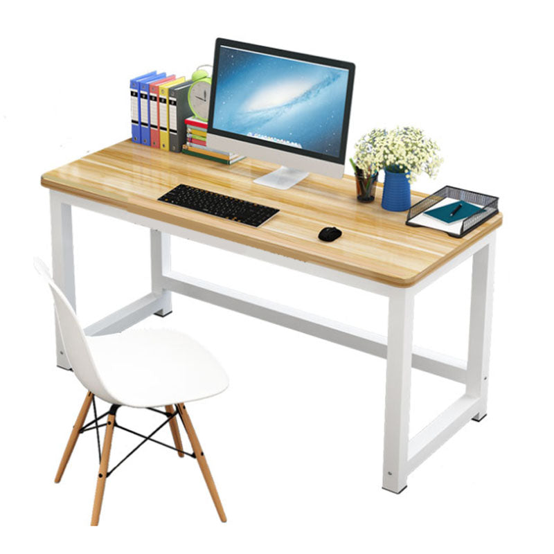 Rectangular Shaped Office Writing Table Wood in Natural with Metal Legs Clearhalo 'furn' 'furn_office_desk' 'Furniture' 'Office Desks' 'Office Furniture' 'office_desk' 7845378