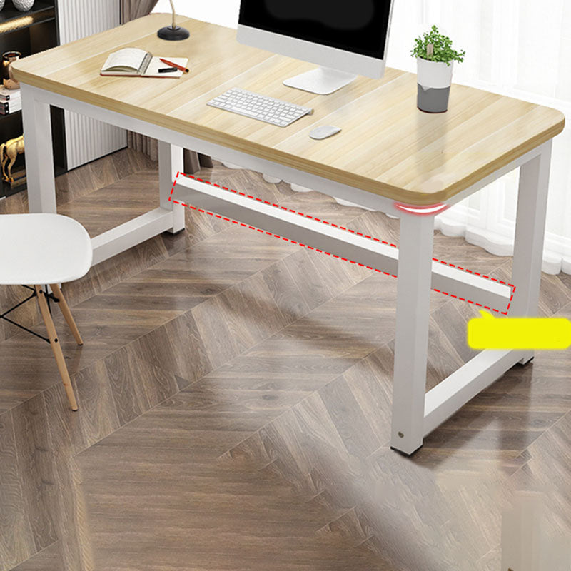 Rectangular Shaped Office Writing Table Wood in Natural with Metal Legs Clearhalo 'furn' 'furn_office_desk' 'Furniture' 'Office Desks' 'Office Furniture' 'office_desk' 7845379