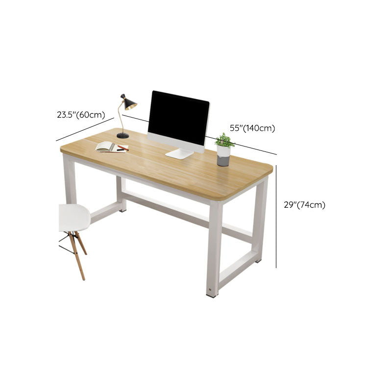 Rectangular Shaped Office Writing Table Wood in Natural with Metal Legs Clearhalo 'furn' 'furn_office_desk' 'Furniture' 'Office Desks' 'Office Furniture' 'office_desk' 7845396