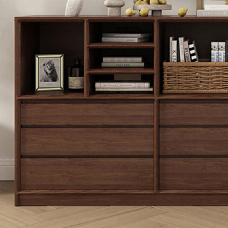 Bibliothèque standard en bois moderne à l'arrière fermé avec étagères