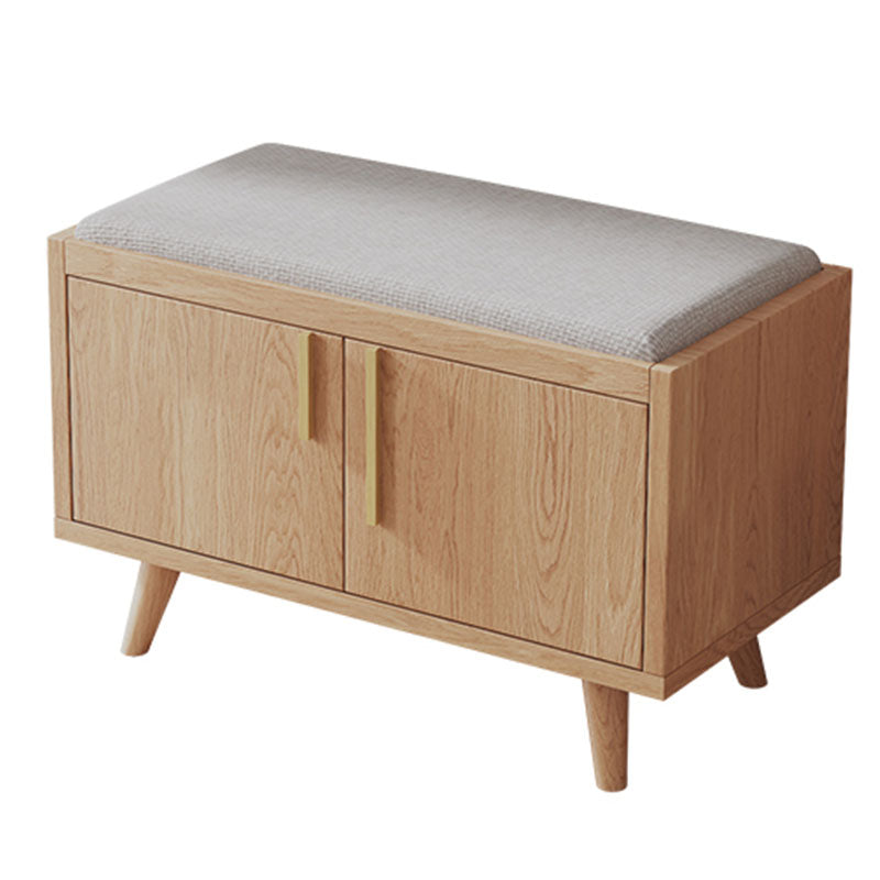 Rectangle Storage Entryway Bench Modern Seating Bench with Upholstered 27.5"L x 14"W x 20"H Natural Linen Clearhalo 'Benches' 'Chairs & Seating' 'furn' 'furn_benches' 'Furniture' 'Living Room Furniture' 7846090
