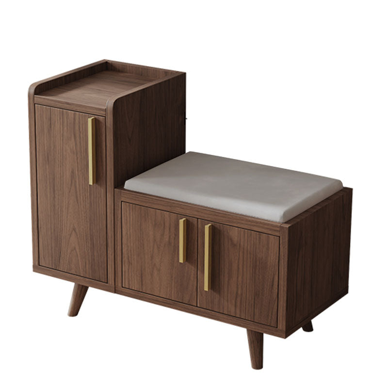 Rectangle Storage Entryway Bench Modern Seating Bench with Upholstered 31"L x 14"W x 27"H Brown Microfiber Clearhalo 'Benches' 'Chairs & Seating' 'furn' 'furn_benches' 'Furniture' 'Living Room Furniture' 7846103