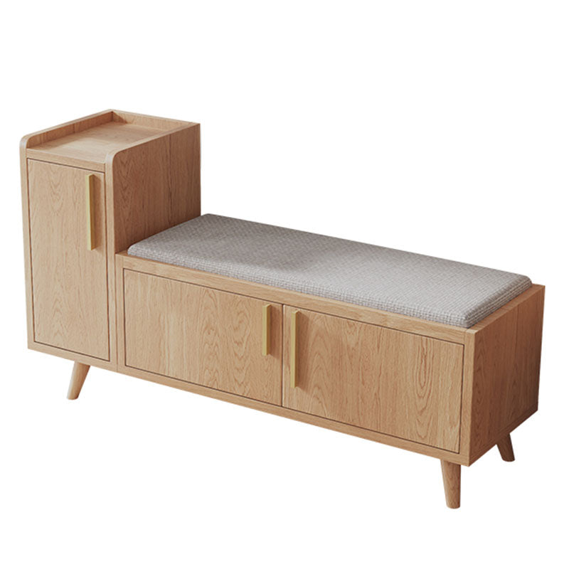 Rectangle Storage Entryway Bench Modern Seating Bench with Upholstered 47"L x 14"W x 26"H Natural Linen Clearhalo 'Benches' 'Chairs & Seating' 'furn' 'furn_benches' 'Furniture' 'Living Room Furniture' 7846112