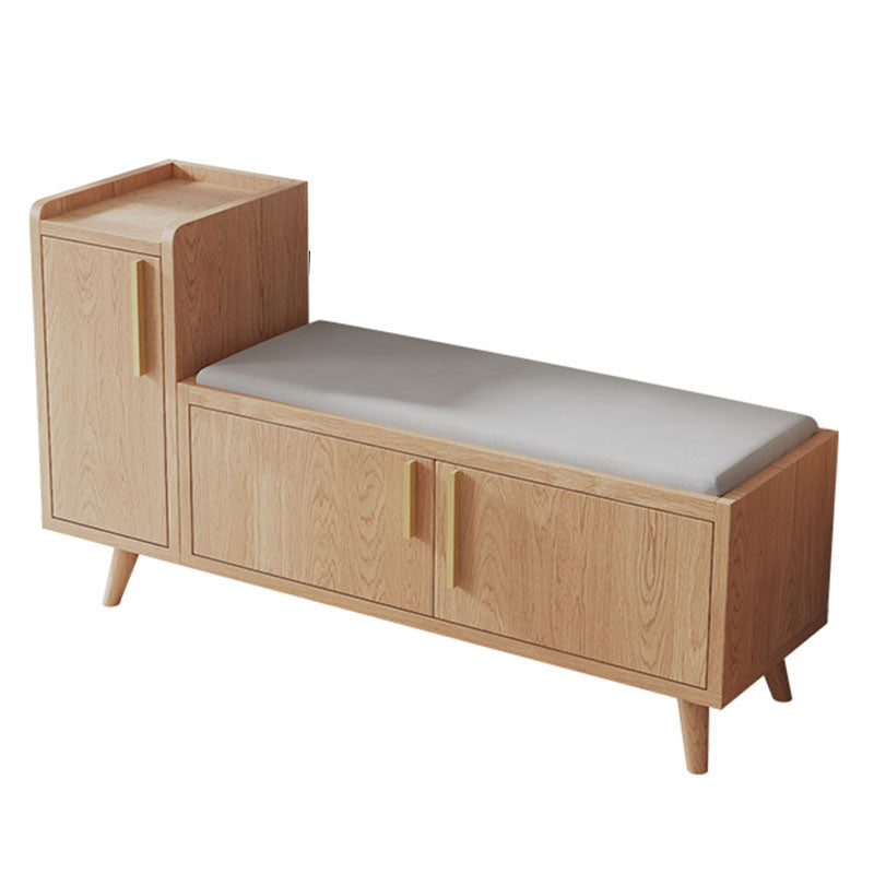 Rectangle Storage Entryway Bench Modern Seating Bench with Upholstered 47"L x 14"W x 27"H Natural Microfiber Clearhalo 'Benches' 'Chairs & Seating' 'furn' 'furn_benches' 'Furniture' 'Living Room Furniture' 7846115