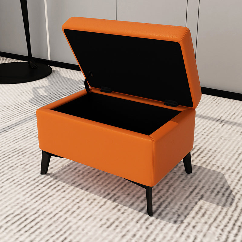 長方形のストレージオスマンズコンテンポラリーレザーストレージオットマンは脚を備えています