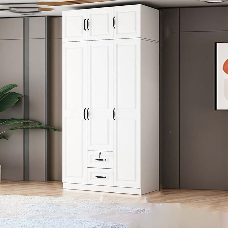 Gabinete de vestuario con bisagras Armario de armario blanco con estantes para el hogar