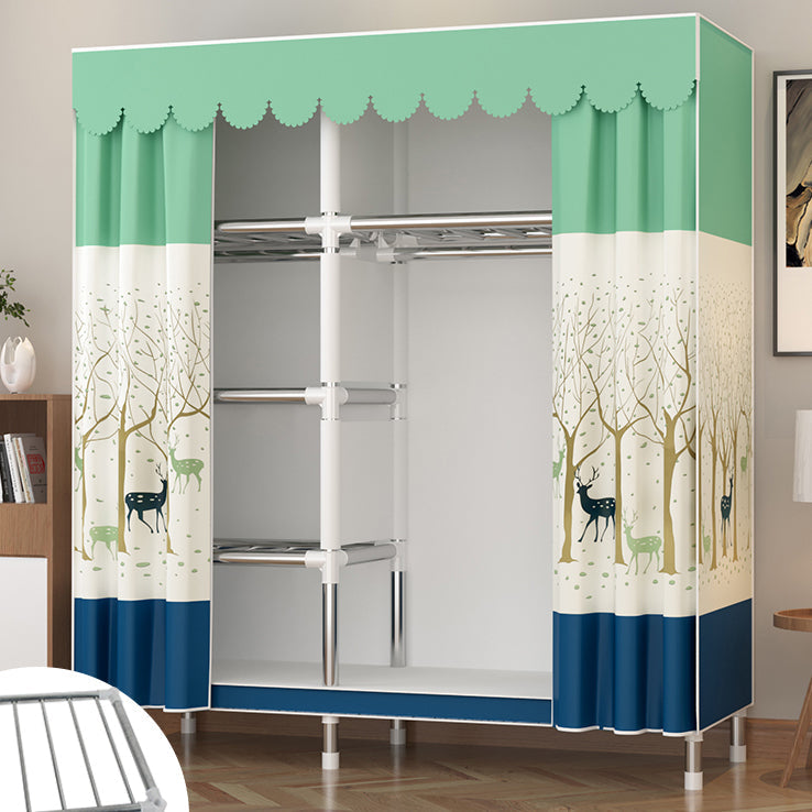 Metal Wardrobe Cabinet Modern Wardrobe Armoire with Shelves and Legs