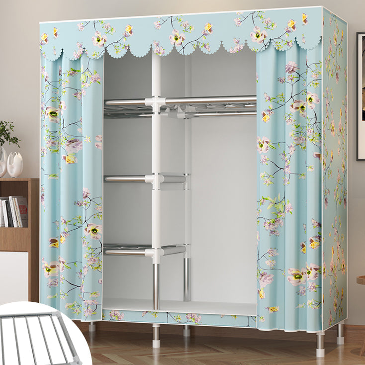 Metal Wardrobe Cabinet Modern Wardrobe Armoire with Shelves and Legs
