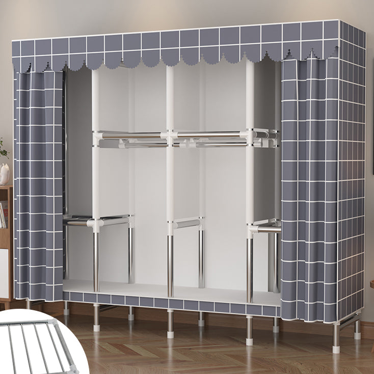 Metal Wardrobe Cabinet Modern Wardrobe Armoire with Shelves and Legs