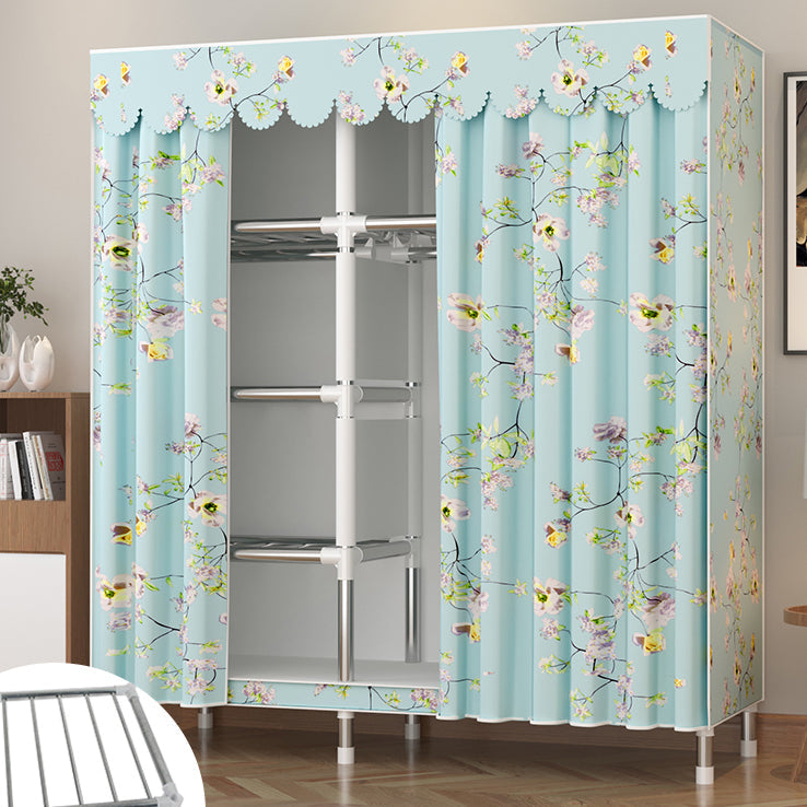 Metal Wardrobe Cabinet Modern Wardrobe Armoire with Shelves and Legs