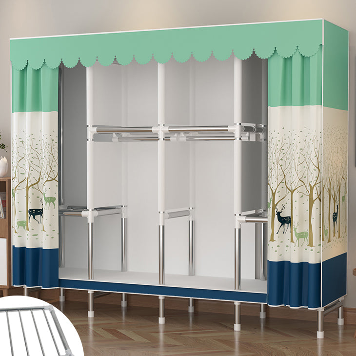 Metal Wardrobe Cabinet Modern Wardrobe Armoire with Shelves and Legs