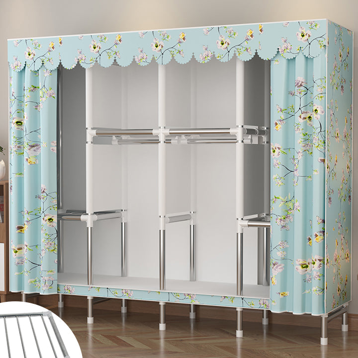 Metal Wardrobe Cabinet Modern Wardrobe Armoire with Shelves and Legs