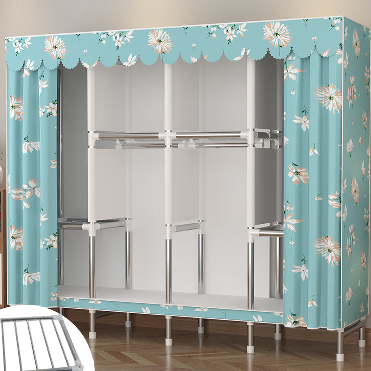 Metal Wardrobe Cabinet Modern Wardrobe Armoire with Shelves and Legs