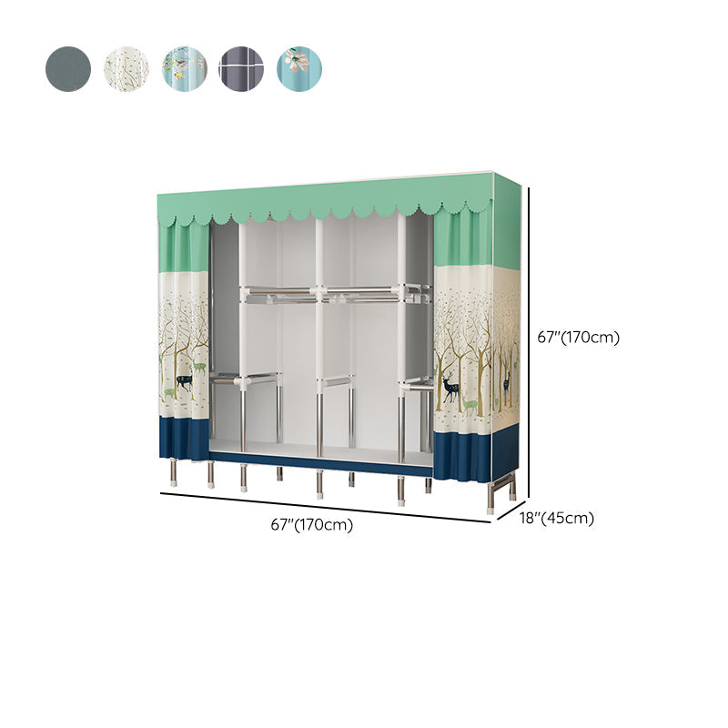 Metal Wardrobe Cabinet Modern Wardrobe Armoire with Shelves and Legs