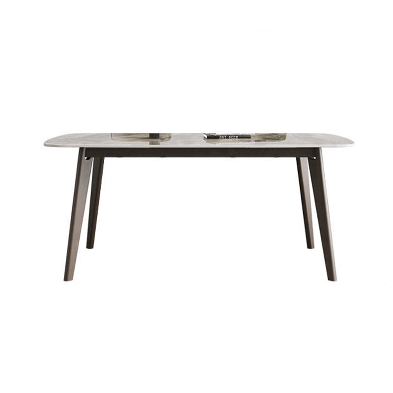Modern Stone Dining Room Table for 2-6 Person Grey Rectangular Top 63"L x 35.4"W x 29.5"H Without Chairs Clearhalo 'Dining Tables & Seating' 'Dining Tables' 'dining_table' 'furn' 'furn_dining_table' 'Furniture' 'Kitchen & Dining Furniture' 7849877