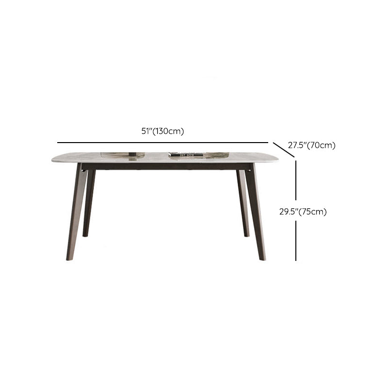 Modern Stone Dining Room Table for 2-6 Person Grey Rectangular Top Clearhalo 'Dining Tables & Seating' 'Dining Tables' 'dining_table' 'furn' 'furn_dining_table' 'Furniture' 'Kitchen & Dining Furniture' 7849879