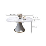 Round Modern Stone Dining Table Extendable for Small Spaces in White