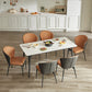 Mesa de comedor de piedra blanca rectangular contemporánea con piernas